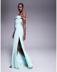 ASOS - Twist Shoulder With Lace Up Back Maxi Dress - Lyst
