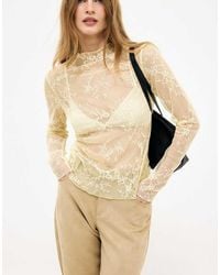 NA-KD - Long Sleeve Lace Top - Lyst