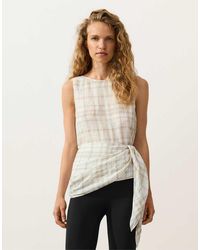 Oysho - Sleeveless Top With 100% Linen Scarf - Lyst