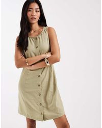 New Look - Linen Button Through Mini Dress - Lyst