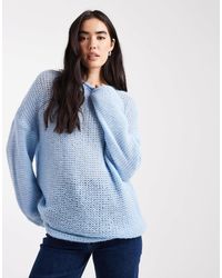 ASOS - – locker geschnittener strickpullover mit u-boot-ausschnitt und gerollten abschlüssen - Lyst