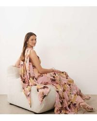 ASOS - Asos Design Tall Halter Maxi Dress With Scarf Detail And Ruffle Hem - Lyst