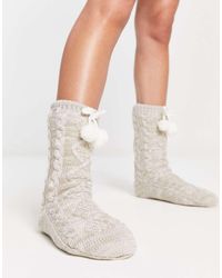 UGG - Pom Pom Fleece Lined Crew Socks - Lyst