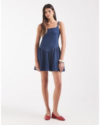 Gap - Drop Waist Shirred Mini Dress - Lyst