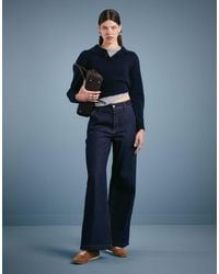 Abercrombie & Fitch - Jeans A Vita Alta E Fondo Ampio Indaco Con Tasche - Lyst