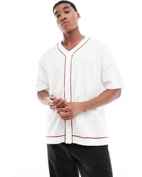 ASOS - T-shirt oversize boutonné à liserés contrastants style baseball - Lyst