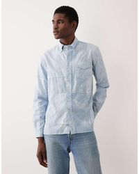 Polo Ralph Lauren - Camisa Azul De Manga Larga Con Diseño De Patchwork De - Lyst