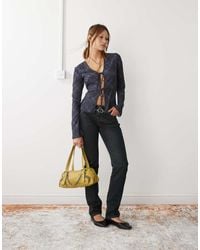 Weekday - Scorpio Tie Front Blouse With Floaty Sleeves - Lyst