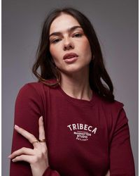 TOPSHOP - Embroidered Tribeca Long Sleeve Baby Tee - Lyst