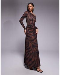Forever New - One Shoulder Long Sleeve Mesh Maxi Dress - Lyst