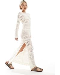 Miss Selfridge - – langärmliges maxikleid aus häkelstrick - Lyst