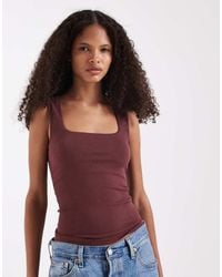 ASOS - Bra Free Seamless Rib Square Neck Vest - Lyst