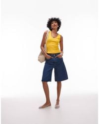 ARKET - Pantalones Cortos Vaqueros De Talle Medio Y Corte Suelto Con Lavado Y Cinco Bolsillos De Sarga De - Lyst