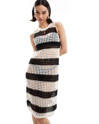 Brave Soul - Gehaakte Gestreepte Midi-Jurk - Lyst