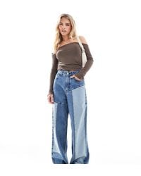 Miss Selfridge - Denim Patched baggy Jean - Lyst