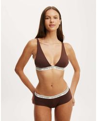 Cotton On - Branded Cotton Plunge Triangle Bralette - Lyst