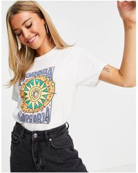 Daisy Street Camiseta holgada con gráfico retro "euphoria" - Blanco