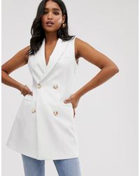 Stradivarius Robe veston croisée - Blanc