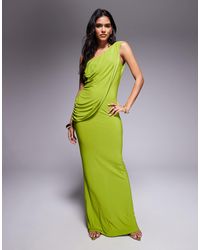 ASOS - – drapiertes one-shoulder-maxikleid mit wasserfallausschnitt am rücken und trägerdetail - Lyst