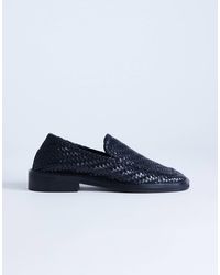 TOPSHOP - Bali Real Leather Weave Flat Shoe Loafers - Lyst