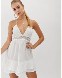 Missguided – er Strand-Kimono mit Häkeldetail - Weiß