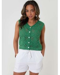 Threadbare - Crochet Button Up Vest - Lyst