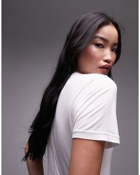 TOPSHOP - T-shirt premium squadrata sinuosa bianca - Lyst