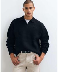 ASOS - Super Oversized Wool Blend Rib Knit Notch Neck Sweater - Lyst