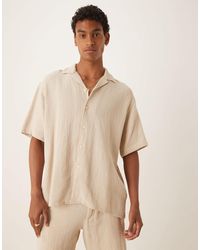 SELECTED - Chemise d'ensemble 100 % coton texturé - crème - Lyst