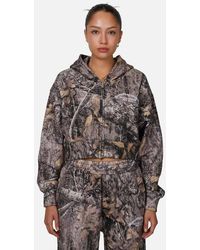Good For Nothing - Cropped Oversized Camo Zip Hoodie - Lyst