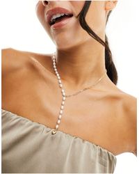 True Decadence - Pearl And Chain Necklace With Heart Pendant - Lyst