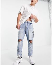Bershka - Loose Fit Jeans With Rips - Lyst