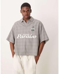 ASOS - Oversized Geruit Overhemd Zonder Sluiting Met Rechte Pasvorm - Lyst