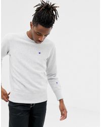 Champion Reverse Weave Sweatshirt With Small Logo In Grey - Gray