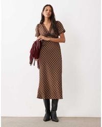 New Look - Puff Sleeve Midi Dress - Lyst