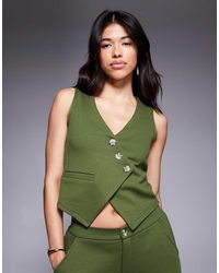 ASOS - Co-ord Jersey Twill Asymmetric Waistcoat Top - Lyst