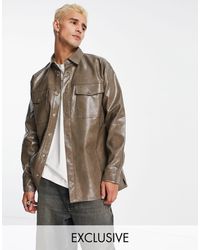 Reclaimed (vintage) - Inspired - veste chemise effet croco - kaki - Lyst