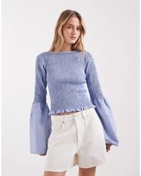 ASOS - Shirred Long Sleeve Blouse - Lyst