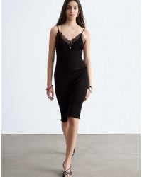 & Other Stories - Knitted Cami Midi Dress With Lace Neckline Detail - Lyst