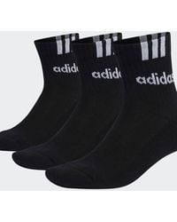 adidas Originals - Pack De 3 Pares De Calcetines De Color Negro Y Blanco De Media Caña Con Logo Lineal Y Detalle De 3 Rayas Cushioned De - Lyst