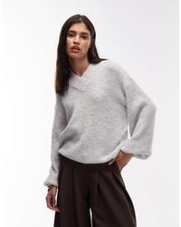 ASOS - Knitted Oversized V Neck Jumper - Lyst