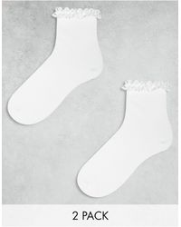 ASOS - Confezione da 2 paia di calzini bianchi con volant sulla caviglia - Lyst