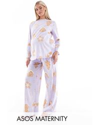 ASOS - Asos Design Maternity Gingerbread House Long Sleeve Top & Trouser Pyjama Set - Lyst