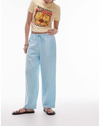 TOPSHOP - Mid Rise Linen Awkward Length Trouser - Lyst