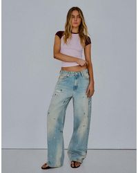 Bershka - Loose Fit Paint-Effect Jeans - Lyst