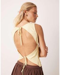 ASOS - Satin Tie Back Slash Neck Top - Lyst
