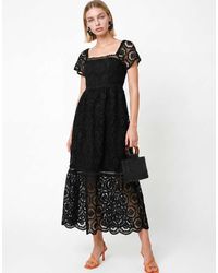 Lovedrobe - Floral Lace Square Neck Short Sleeve Midaxi Dress - Lyst