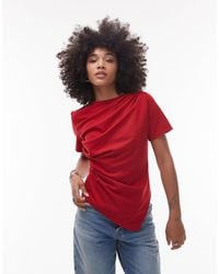 & Other Stories - Jersey T-shirt With Drape Front And Asymmetric Split Hem - Lyst