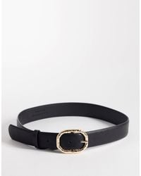 Vero Moda - Faux Leather Belt With Gold Hammered Metal Buckle - Lyst