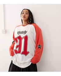 Collusion - Plus Oversized Long Sleeve T-shirt With Vintage 91 Graphic Red Ecru - Lyst